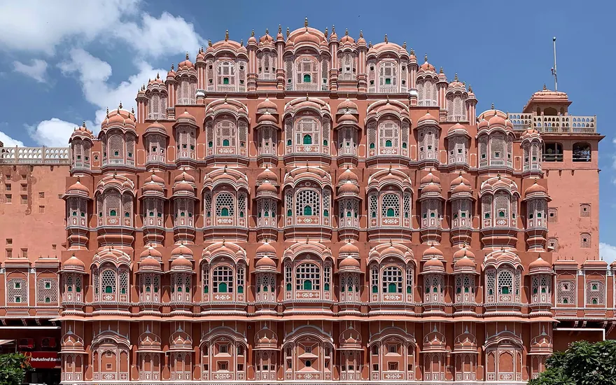 East facade Hawa Mahal Jaipur from ground level (July 2022) - img 01